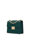 Charles Keith Chain Flap Shoulder Bag Dark Green